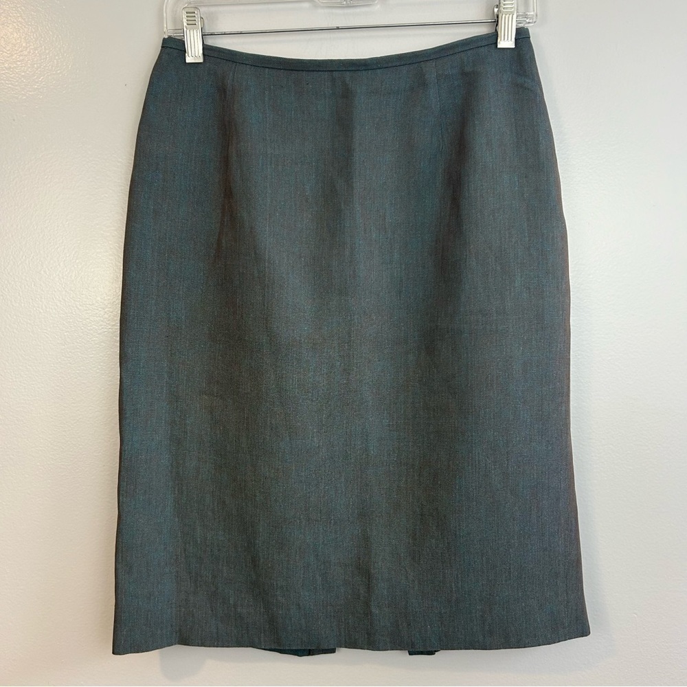 Lafayette 148 100% Linen Blue Straight Pencil Skirt Size 4